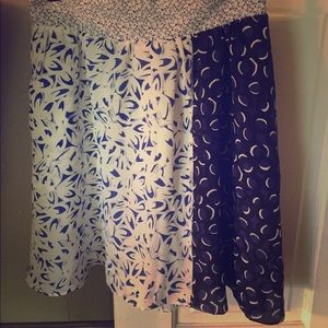 Anthropologie Maeve blue and white skirt xsmall